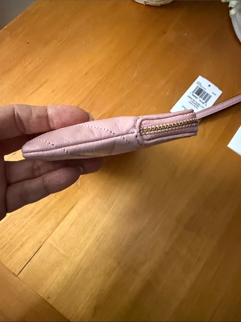 Coach Quilted Wristlet in Light Pink with Gold Hardware